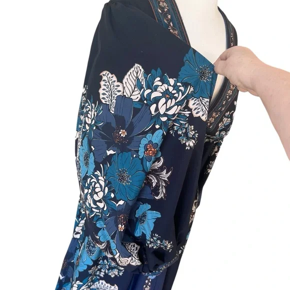 NWT FARM Rio Bloom Tapestry Black Plunge Bishop Sleeve Maxi Dress - Picture 4 of 11